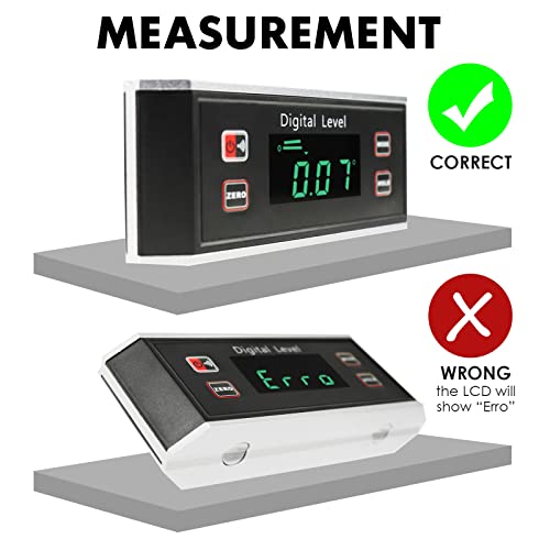 Digital Angle Finder Magnetic Table Saw Angle Finder Tool, Digital Inclinometer with Backlight Digital Protractor Bevel Level Gauge, Woodworking Measuring Tool, Level Box for Hanging 0~360 degree