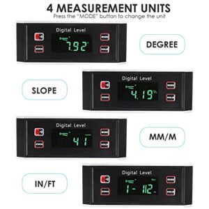 Digital Angle Finder Magnetic Table Saw Angle Finder Tool, Digital Inclinometer with Backlight Digital Protractor Bevel Level Gauge, Woodworking Measuring Tool, Level Box for Hanging 0~360 degree