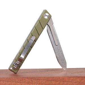 TENCHILON T35 Small Slim Folding Pocket Scalpel Knife, 6pcs #60 Replaceable Blades, Gentleman's Flipper Scalpel EDC Utility Knives with Pocket Clip (Army Green G10 Handle)