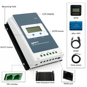 Aleyfeng EPever MPPT 30A Solar Charge Controller,Solar Panel Regulator 12V/24V Auto Negative Grounded, with LCD for Lead-Acid Lithium Battery (tracer3210an)