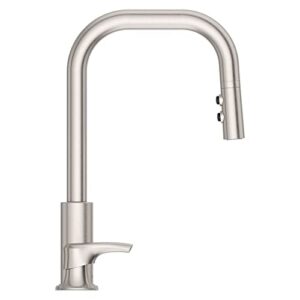 Pfister Zanna Kitchen Faucet with Pull Down Sprayer and Soap Dispenser, Single Handle, High Arc, Spot Defense Stainless Steel Finish, F5297ZNRGS