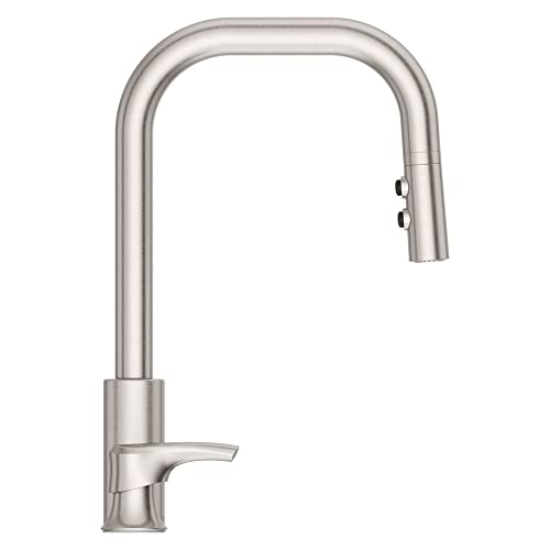 Pfister Zanna Kitchen Faucet with Pull Down Sprayer and Soap Dispenser, Single Handle, High Arc, Spot Defense Stainless Steel Finish, F5297ZNRGS