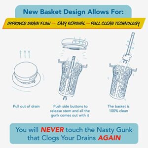 Drain Buddy Ultra Flo- 2 in 1 Bathroom Sink Stopper & Hair Catcher W/Patented Pull Clean Technology! | Fits 1.25” Sink Drains, Clog Preventing | Chrome Plastic Cap