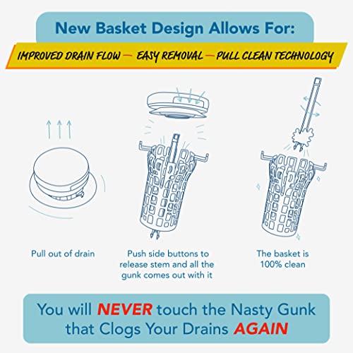 Drain Buddy Ultra Flo- 2 in 1 Bathroom Sink Stopper & Hair Catcher W/Patented Pull Clean Technology! | Fits 1.25” Sink Drains, Clog Preventing | Chrome Plastic Cap