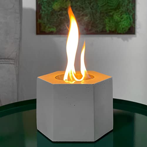 Tabletop Fire Pit Concrete, Rubbing Alcohol Indoor Fire Bowl, Mini Fireplace Outdoor Decor Portable Table Top Chiminea Meditation Isopropyl (Hexagon)