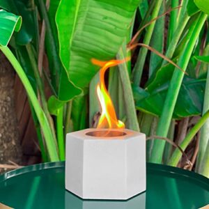 tabletop fire pit concrete, rubbing alcohol indoor fire bowl, mini fireplace outdoor decor portable table top chiminea meditation isopropyl (hexagon)