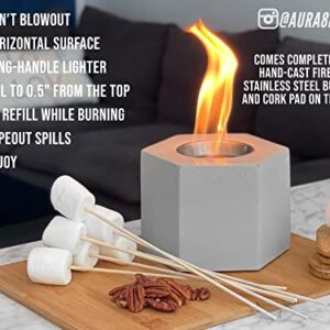 Tabletop Fire Pit Concrete, Rubbing Alcohol Indoor Fire Bowl, Mini Fireplace Outdoor Decor Portable Table Top Chiminea Meditation Isopropyl (Hexagon)