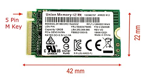 OEM Union Memory 128GB M.2 PCI-e NVME SSD Internal Solid State Drive 42mm 2242 Form Factor M Key