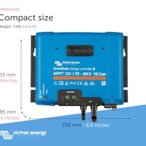 Victron Energy SmartSolar MPPT MC4 VE.Can 150V 70 amp 12/24/36/48-Volt Solar Charge Controller (Bluetooth)