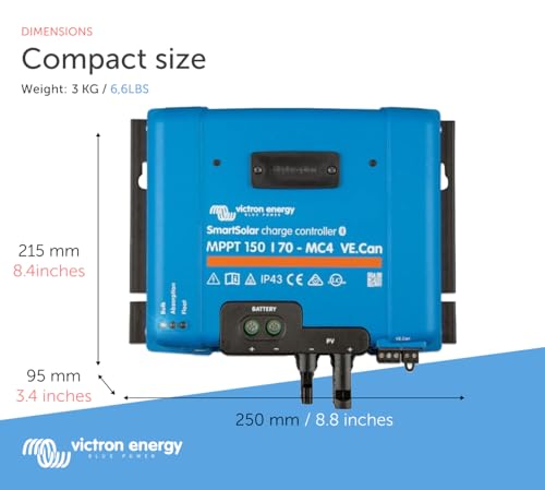 Victron Energy SmartSolar MPPT MC4 VE.Can 150V 70 amp 12/24/36/48-Volt Solar Charge Controller (Bluetooth)