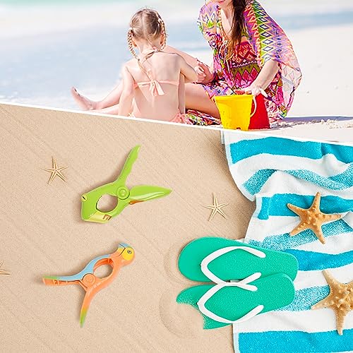 Beach Towel Clips, Sopito Beach Must Haves Towel Clips for Lounge Chairs Patio Pool Accessories, 2pcs Portable Big Clips(Flamingo)