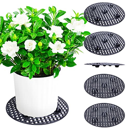 LFUTARI 6 PCS Plant Level Pot Elevator, Plant Stands, 11.6inch Plant Pot Saucer for Prevent Rot and Damage on Patio & Deck (30cm-6pcs, Black)