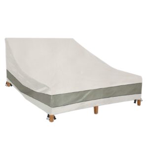 aacabo double chaise lounge cover waterproof heavy duty 82inch double wide patio chaise lounge chair cover-beige