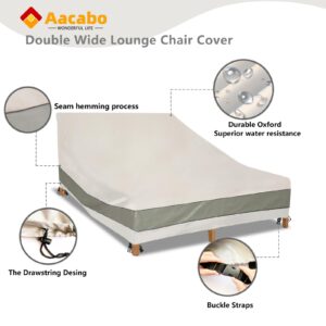 Aacabo Double Chaise Lounge Cover Waterproof Heavy Duty 82Inch Double Wide Patio Chaise Lounge Chair Cover-Beige