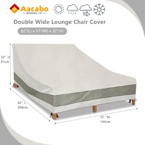 Aacabo Double Chaise Lounge Cover Waterproof Heavy Duty 82Inch Double Wide Patio Chaise Lounge Chair Cover-Beige