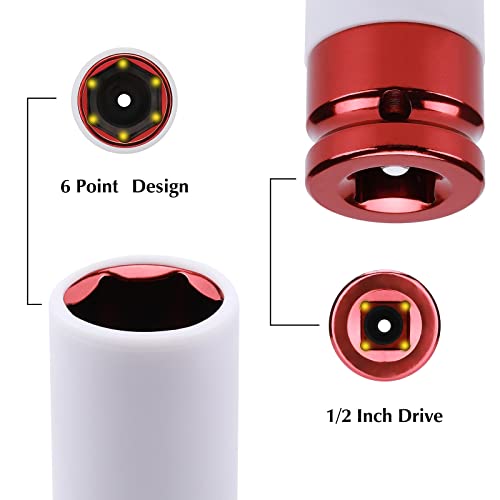 EMENTOL 7PCS 1/2" Drive Thin Wall Deep Wheel Protector Impact Socket Set, CR-MO, Lug Nut Impact Socket Set-17mm, 19mm, 21mm, 22mm, 23mm, 24mm, 27mm