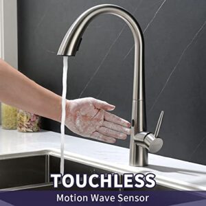 Touchless Kitchen Faucet,Oinsky Smart Kitchen Faucet with Pull Down Sprayer,Motion Sensor Kitchen Sink Faucet with Single-Handle,Touch Kitchen Faucet,Brushed Stainless