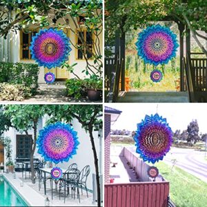Wind Spinners for Yard and Garden - 12 inches Large - 3D Reflective Stainless Steel Hanging Wind Spinners - Home or Outdoor Decor - Kinetic Metal Art Design - Ideal for Gifts (12 Inches, Galaxy)