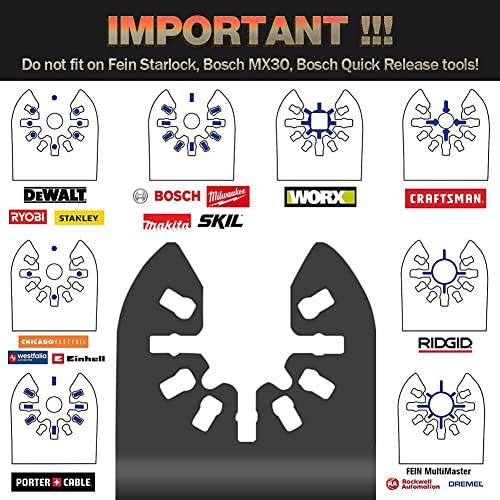 50PCS Universal Oscillating Tool Oscillating Saw Blades, Include 5PCS Titanium Oscillating Multitool Blades for Metal and Hard Material, Quick Release Multi Tool Blades Fits Most Models The Market