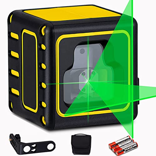 Kueci Cross Line Laser Level 165ft/50m, Self Leveling Laser Level with Self-leveling ± 3°, 360° Green Laser Level with Accuracy ± 2mm/5m, Lazer Levels with Manual/Self Leveling Mode (3*AAA Batteries)