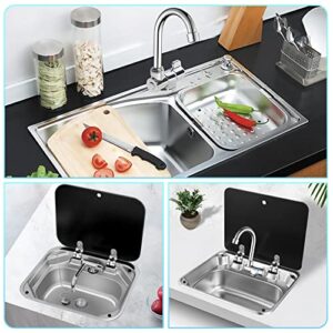 Ticarus Foldable Kitchen Faucet 360 Dgree Sink Water Tap Single Handle Cold & Hot Water Mixer Copper Faucet for RV Boat