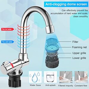 Ticarus Foldable Kitchen Faucet 360 Dgree Sink Water Tap Single Handle Cold & Hot Water Mixer Copper Faucet for RV Boat