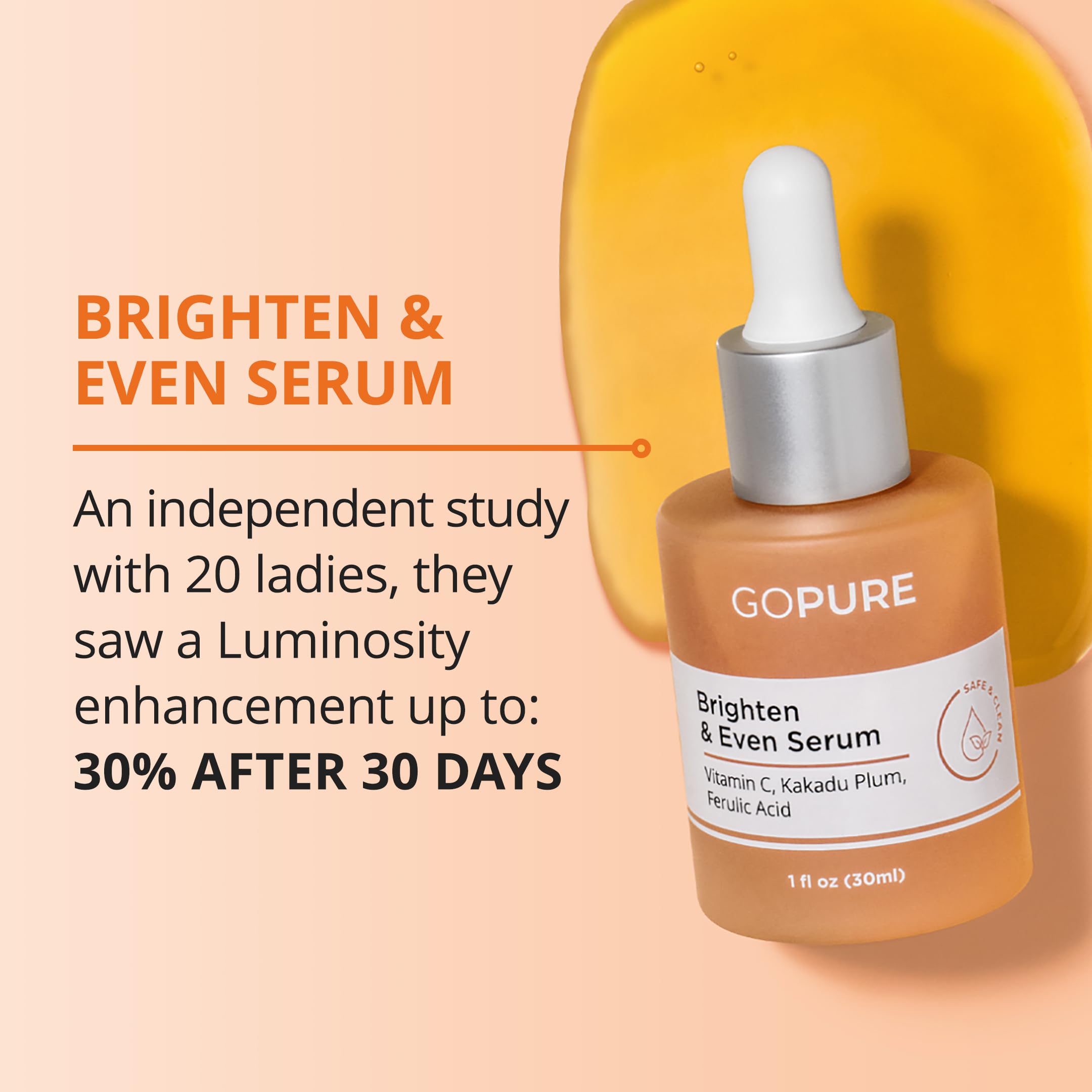 goPure Actives Serum Trio Set - Radiant Vitamin C Serum, Hydrating Hyaluronic Acid Serum, Retinol and Bakuchiol Serum for Visibly Bright, Smooth, and Firm Looking Skin - Set of 3, 1.0 fl oz