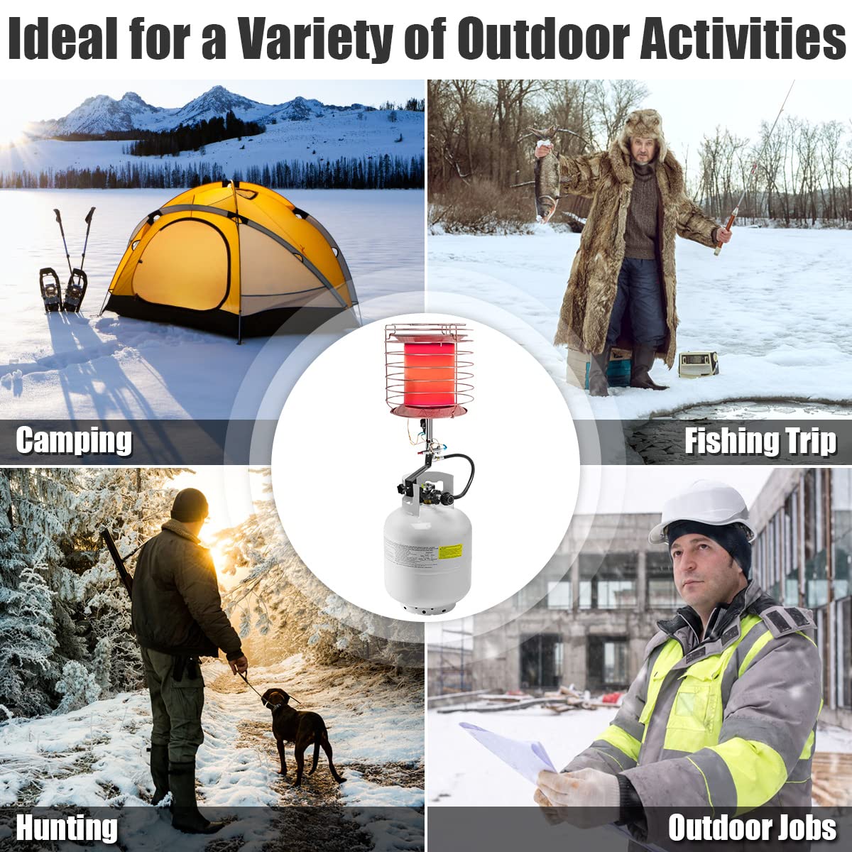 S AFSTAR 35,000-42,000 BTU Tank Top Propane Heater, Portable Propane Heater w/Tip-over Switch & Safety Shut-off, Indoor Outdoor Heaters for Ice Fishing Survival (Propane Cylinder not Included)