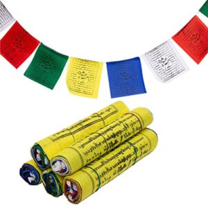 tibetan prayer flags 12cm x 12cm - outdoor decoration hand printed flags - printed in nepal wind horse flag affirmation - 5 rolls