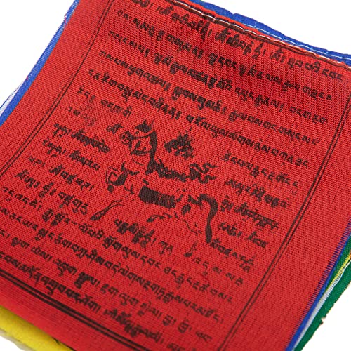 Tibetan Prayer Flags 12cm x 12cm - Outdoor Decoration Hand Printed Flags - Printed in Nepal Wind Horse Flag Affirmation - 5 Rolls