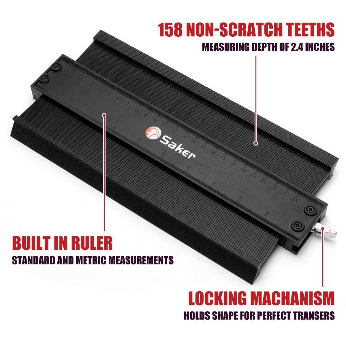 Saker Miter Saw Protractor(Black)&Saker Contour Gauge Profile Tool(10 Inch+5 Inch)