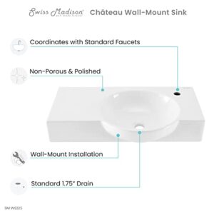 Swiss Madison Well Made Forever SM-WS325, Château 30" Right Side Faucet Wall-Mount Bathroom Sink