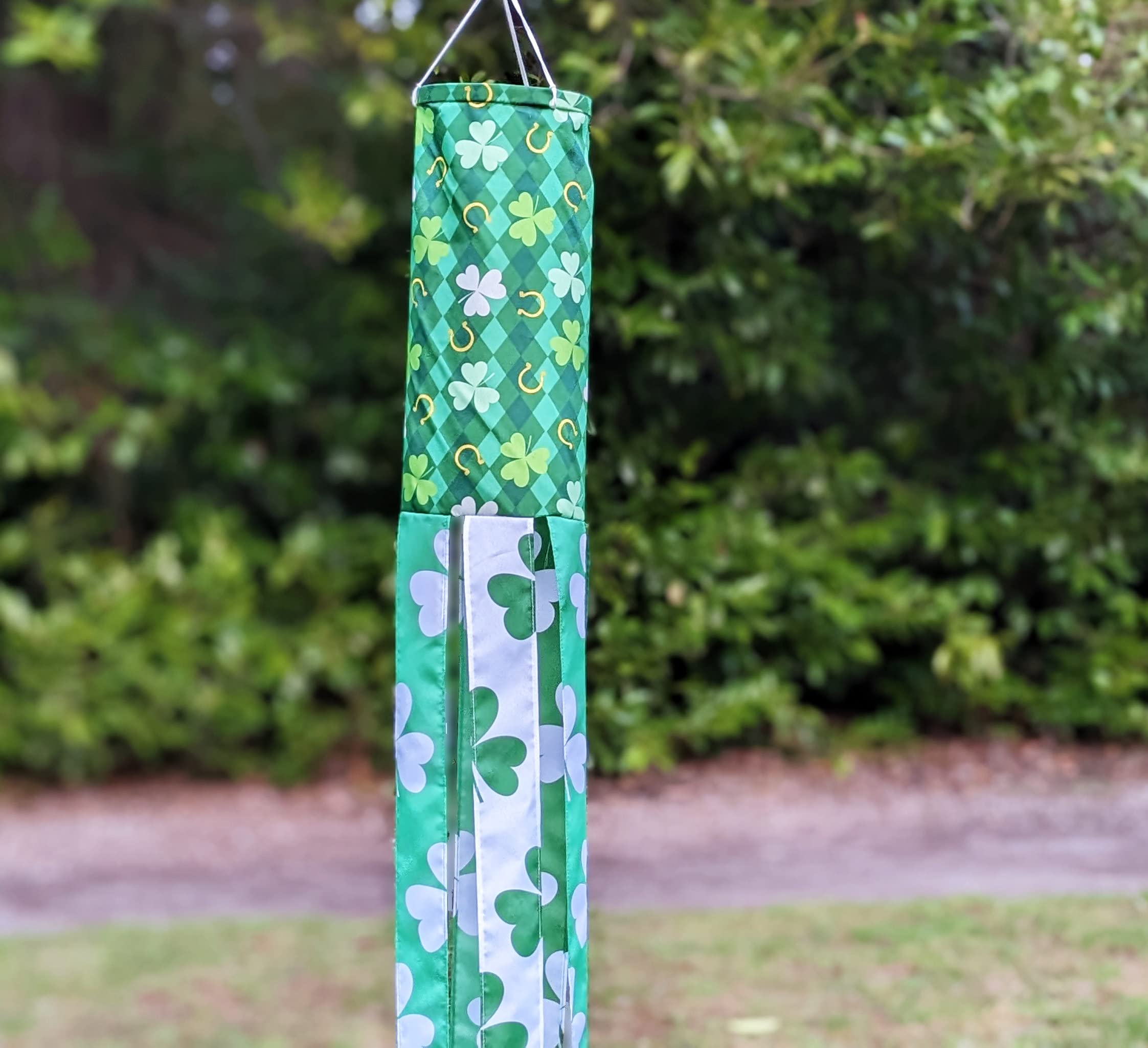 Madrona Brands St. Patricks Day Windsock | Four Leaf Clover Shamrock | Durable Outdoor Hanging Decoration | Yard, Garden, Patio | 60-Inch