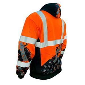 SafetyShirtz SS360 Orange American Grit Hoodie ANSI Class 3 - XL