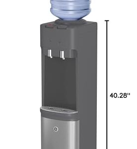 GE Top-Loading Hot and Cold Water Dispenser | 5 Gallon Water Cooler for Home or Office | 2 Temperature Settings | Taller 13" Dispenser Height | Freestanding with LED Night Light| Charcoal