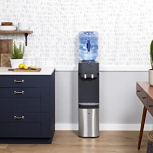 GE Top-Loading Hot and Cold Water Dispenser | 5 Gallon Water Cooler for Home or Office | 2 Temperature Settings | Taller 13" Dispenser Height | Freestanding with LED Night Light| Charcoal