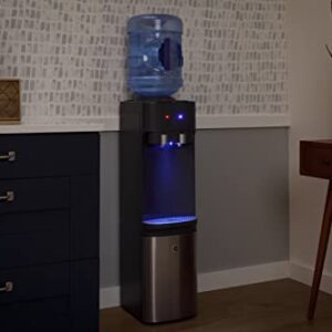 GE Top-Loading Hot and Cold Water Dispenser | 5 Gallon Water Cooler for Home or Office | 2 Temperature Settings | Taller 13" Dispenser Height | Freestanding with LED Night Light| Charcoal