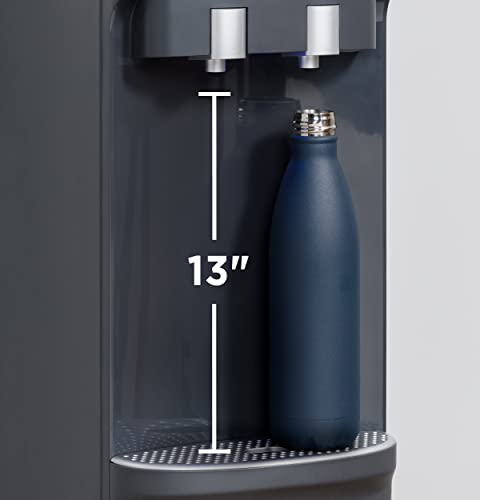 GE Top-Loading Hot and Cold Water Dispenser | 5 Gallon Water Cooler for Home or Office | 2 Temperature Settings | Taller 13" Dispenser Height | Freestanding with LED Night Light| Charcoal
