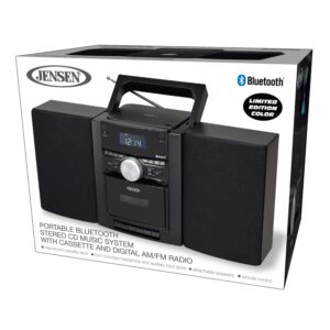 Jensen Modern 3-Piece Portable Stereo Bluetooth CD Music System with Cassette and Digital AM/FM Radio (Remote Included) (Platinum Silver)