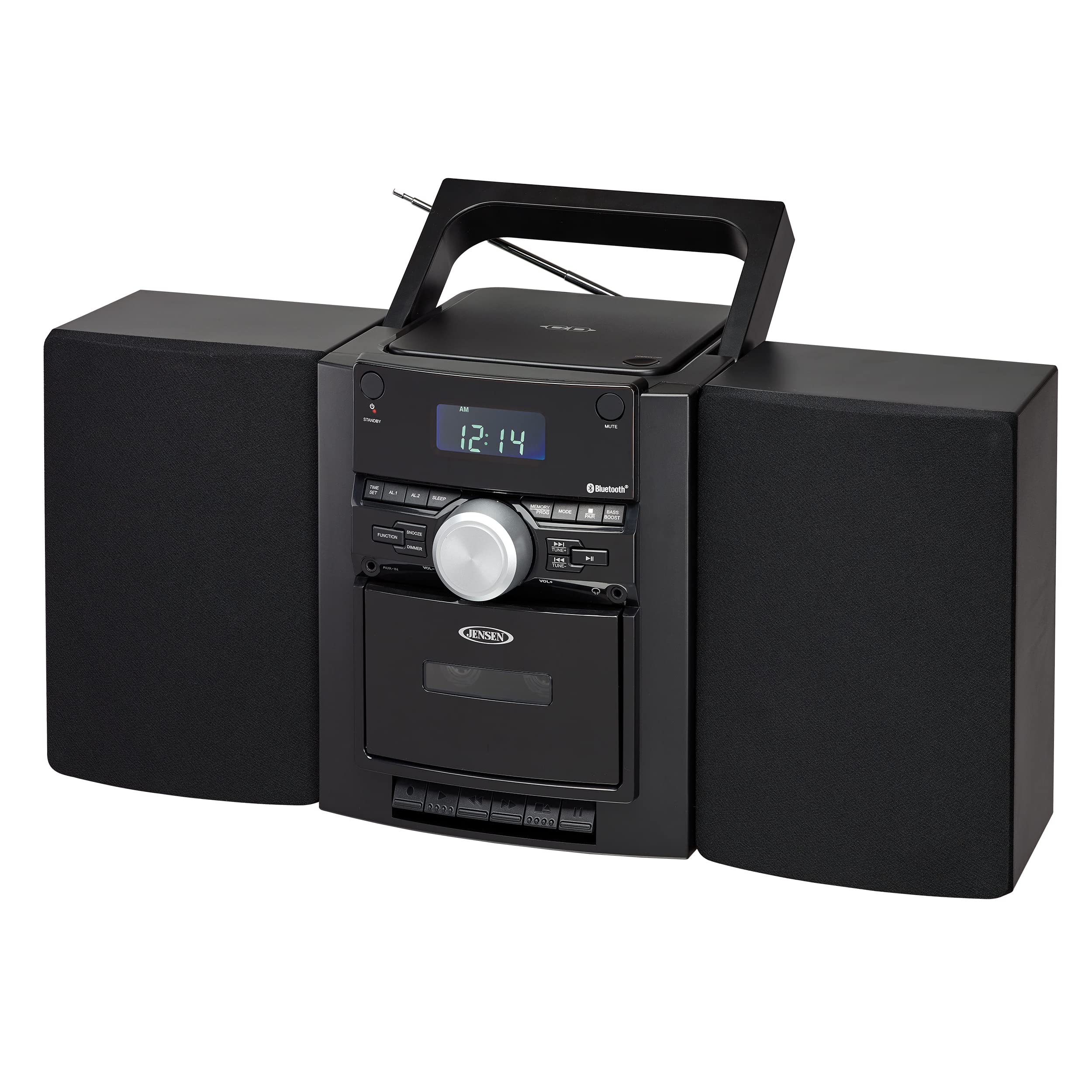 Jensen Modern 3-Piece Portable Stereo Bluetooth CD Music System with Cassette and Digital AM/FM Radio (Remote Included) (Platinum Silver)