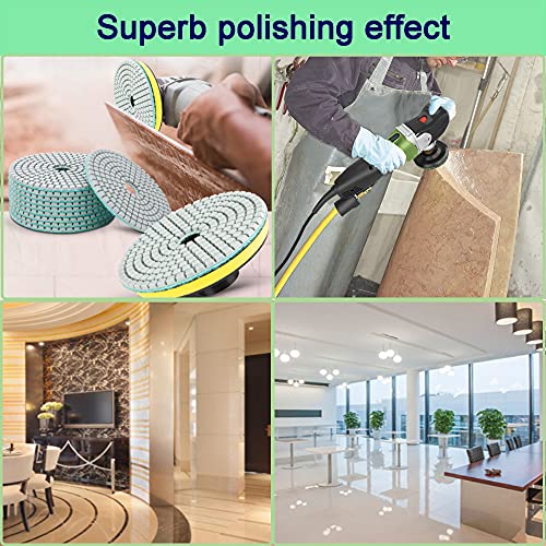 19PCS Diamond Polishing Pads 4 Inch Granite Stone Polish Kit, 50# - 3000# Grit with 5/8"-11 Backer Pad for Granite Stone Concrete Marble Floor Polishing