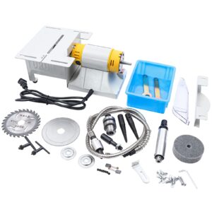 Jewelry Rock Polishing Buffer Machine Kit, 110V 350W Mini Jewelry Rock Table Saw DIY Bench Lathe Polisher for Gem Stone Jade Metal Woodworking with Complete Accessories