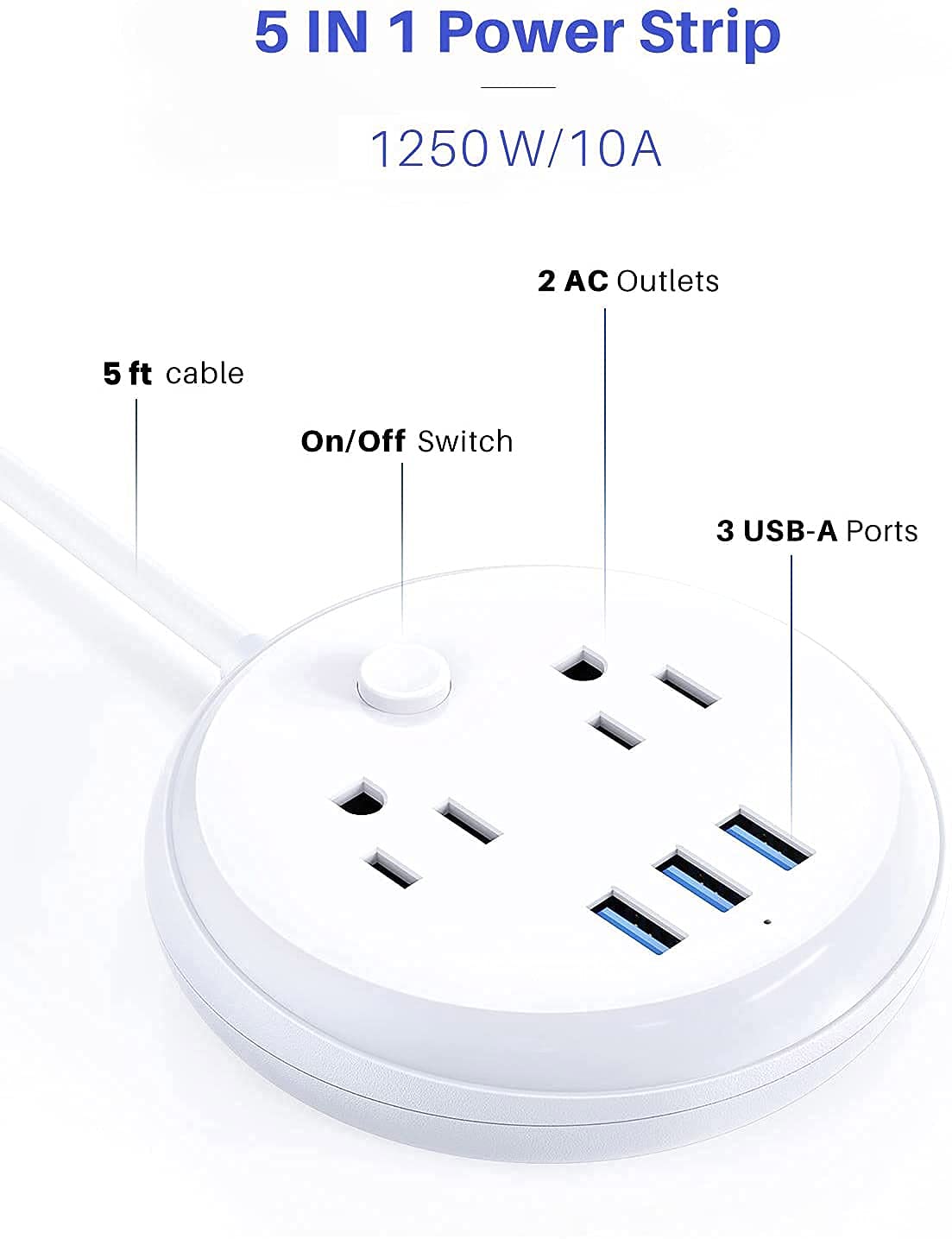 Surge Protector Tower 12 AC Outlets 6 USB Ports + Small Power Strip 2 AC Outlets 3 USBs