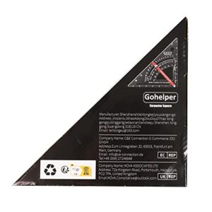 Gohelper Carpenter Square Woodworking Tools Rafter Square 7 inch framing Woodworking Square Tool Carpenter Layout Aluminium Adjustable Combination Square Set Metal Carpentry Triangle Ruler