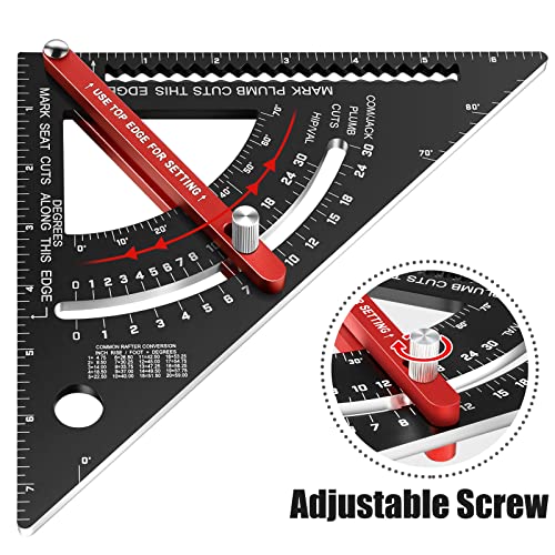 Gohelper Carpenter Square Woodworking Tools Rafter Square 7 inch framing Woodworking Square Tool Carpenter Layout Aluminium Adjustable Combination Square Set Metal Carpentry Triangle Ruler