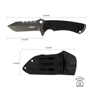 Dispatch Gray-plated Titanium Fixed Blade Knife With K-Sheath For Outdoor Camping Hunting Survival Pocket EDC Tool