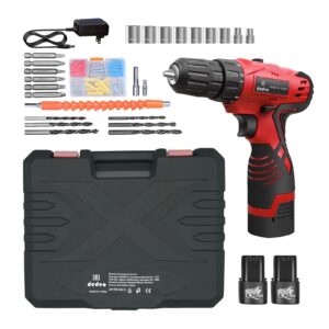 dedeo cordless drill/tool kit, 88pcs 16.8v impact drill driver set with charger and 2pcs li-ion batteries, built-in led light, 2-variable speed, 3/8" keyless chuck, 18+1 metal clutch, home improvement
