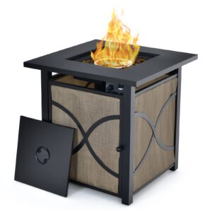 giantex 25-inch propane fire pit table, 40000 btu square gas firepit table with lid, fire glass and adjustable flame, csa approved, 2-in-1 outdoor fire table for patio and garden