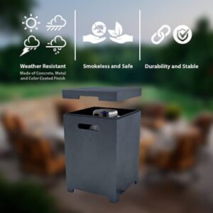 Kante 23.6" H Square Charcoal Eco-Friendly Concrete/Metal Outdoor Patio Backyard UV and Weather Resistant Modern Propane Tank Cover Storage Box for Gas Fire Pit, Hideaway Side Table,RMFP-T01-60121