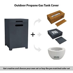 Kante 23.6" H Square Charcoal Eco-Friendly Concrete/Metal Outdoor Patio Backyard UV and Weather Resistant Modern Propane Tank Cover Storage Box for Gas Fire Pit, Hideaway Side Table,RMFP-T01-60121